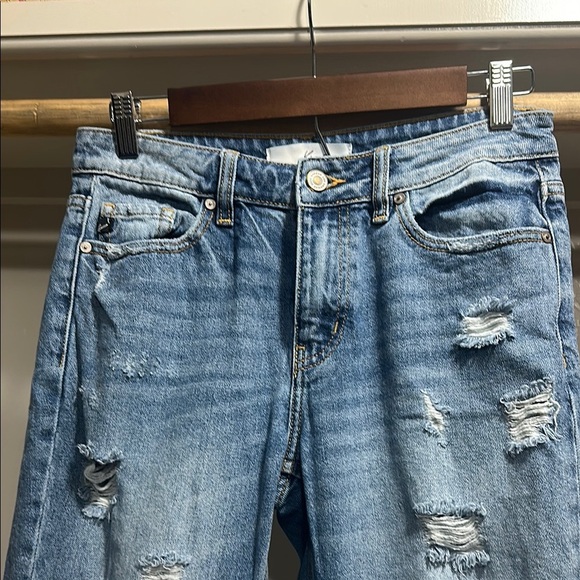 KanCan Blue Boyfriend Jeans with Distressed Details - Picture 2 of 7